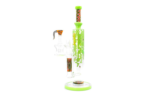 Kandy Glass Water Pipe 13.77" Straight Tube Whistle Perc w/ Honeycomb Design