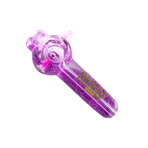 Kandy Glass Hand Pipe 4" W/glittered Glycerin & Cap