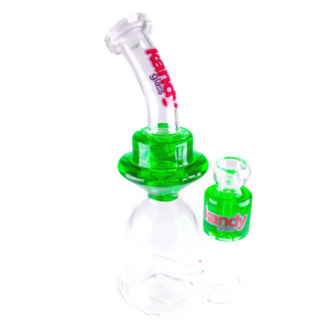 Kandy Water Pipe 8" Bent Neck Bell Base W/Glycerin Inside It & Glycerin Bowl