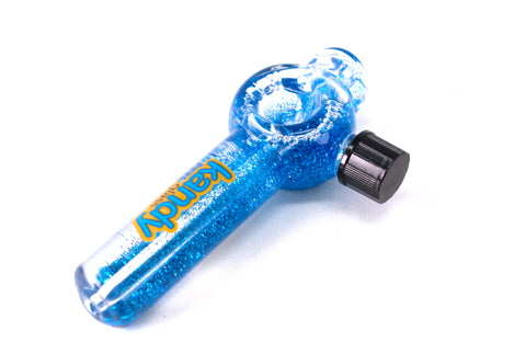 Kandy Glass Hand Pipe 4" W/glittered Glycerin & Cap