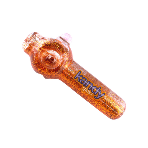 Kandy Glass Hand Pipe 4" W/glittered Glycerin & Cap