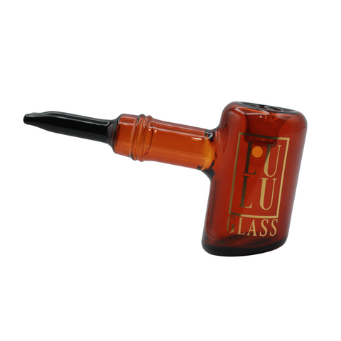 Lulu Glass Hand PIpe 5.5 inch Hammer Design - amber