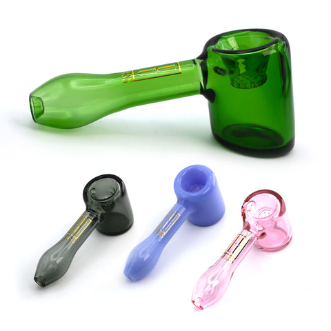 Lulu Glass Hand Pipe 5 inch W/Screen Inside & Fumed Body - mix colors