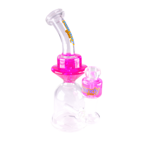 Kandy Water Pipe 8" Bent Neck Bell Base W/Glycerin Inside It & Glycerin Bowl
