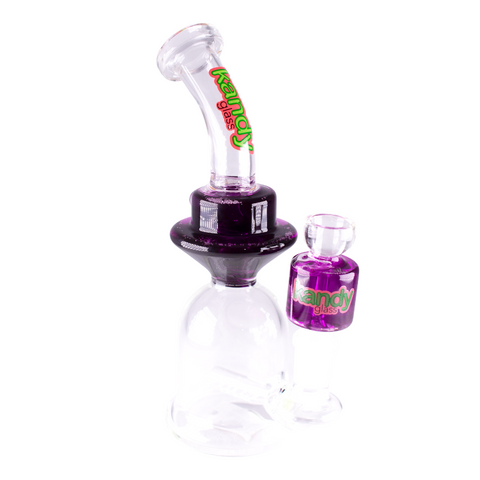 Kandy Water Pipe 8" Bent Neck Bell Base W/Glycerin Inside It & Glycerin Bowl