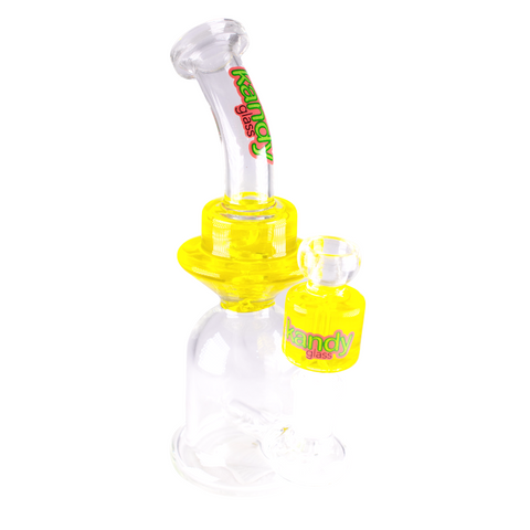 Kandy Water Pipe 8" Bent Neck Bell Base W/Glycerin Inside It & Glycerin Bowl