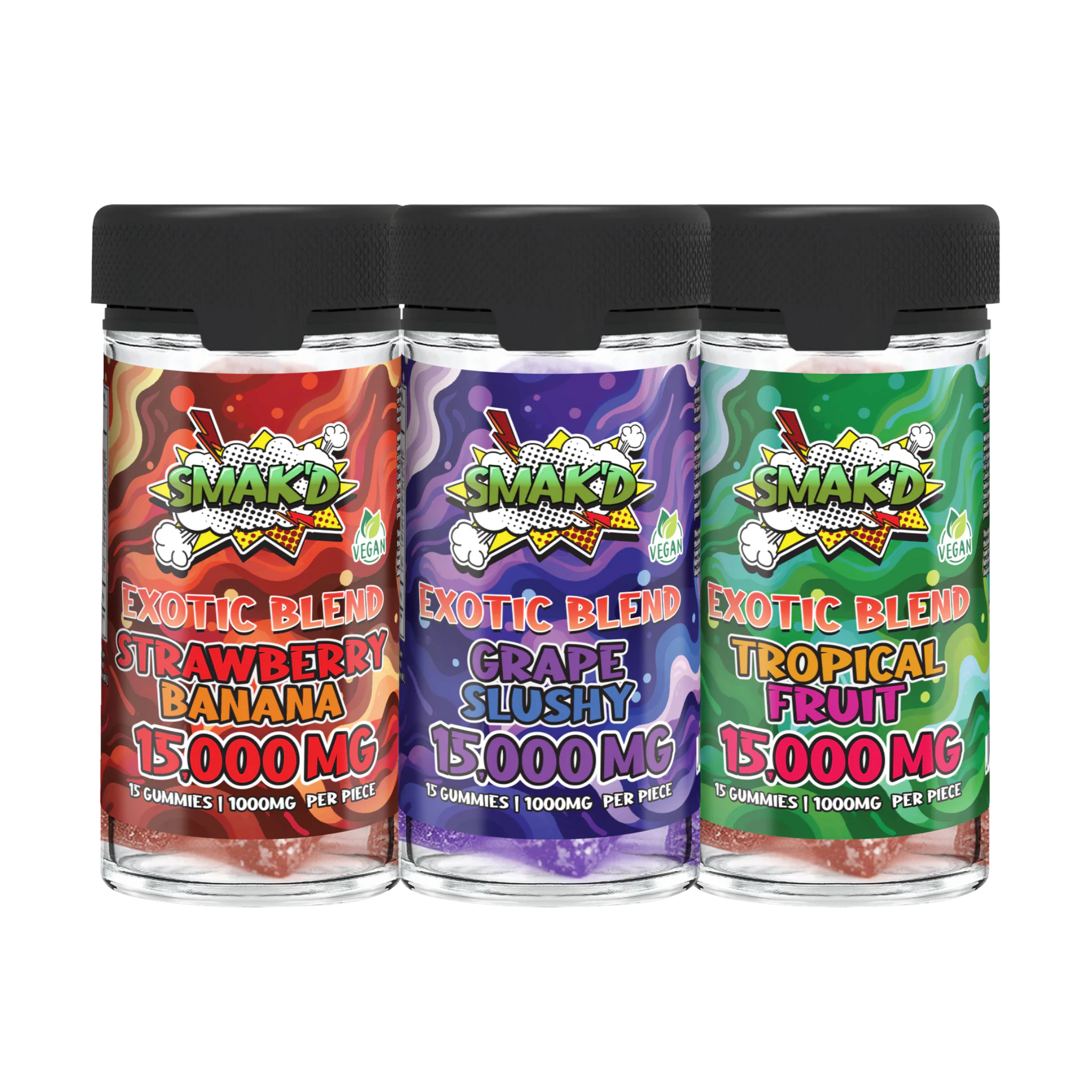 TKO SMAK'D Exotic Blend Gummies Jar (15,000mg, 15pcs) Rock N' Roll It TKO SMAK'D Exotic Blend Gummies Jar (15,000mg, 15pcs) Rock N' Roll It