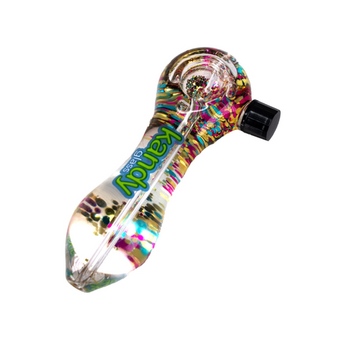 Kandy Glass Hand Pipe 5" W/glycerin Round & Cap-5"