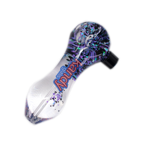 Kandy Glass Hand Pipe 5" W/glycerin Round & Cap-5"