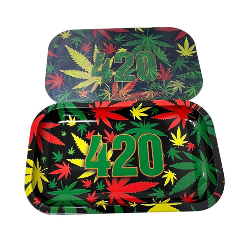 3D Rolling Tray with Magnetic Lid Cover - 420 Rolling Tray Large
