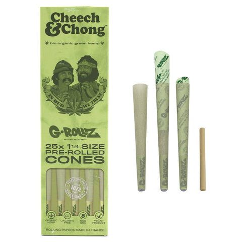 G-ROLLZ | Cheech & Chong - Organic Green Hemp - 25 1 1/4 Cones