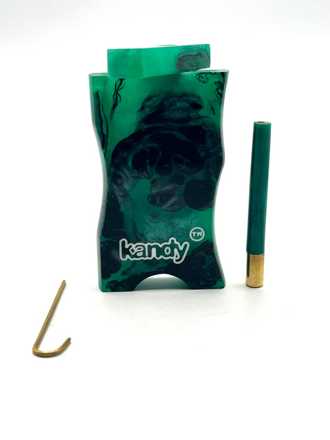 Kandy 4-inch resin dugout set with matching one-hitter and metal poker