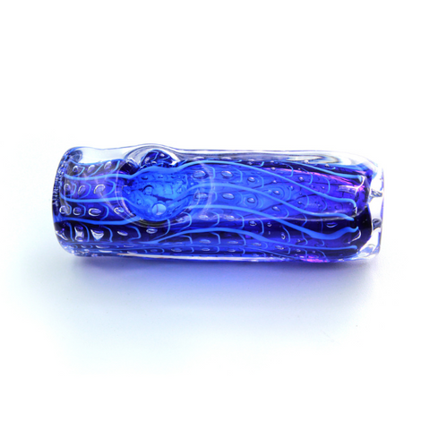 Glass Hand Pipe 3.5" Gold Fumed Double Glass W/ Bubble Design