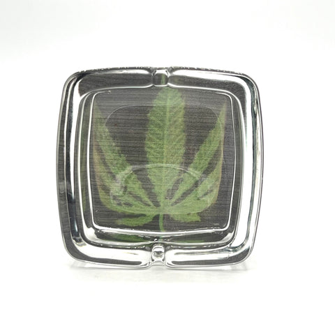 Glass Ashtray Cube Shape Design-hemp-green-flower