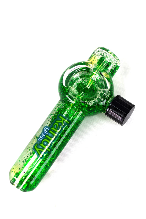 Kandy Glass Hand Pipe 4" W/glittered Glycerin & Cap