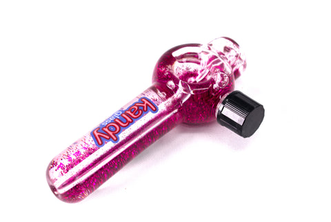 Kandy Glass Hand Pipe 4" W/glittered Glycerin & Cap