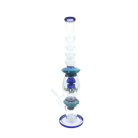 Kandy Glass Water Pipe 15.5" W/Dual Jellyfish Perc, Elliptical Shape In The Middle, Tiered Ring On The Neck