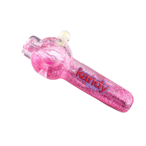 Kandy Glass Hand Pipe 4" W/glittered Glycerin & Cap