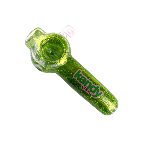 Kandy Glass Hand Pipe 4" W/glittered Glycerin & Cap