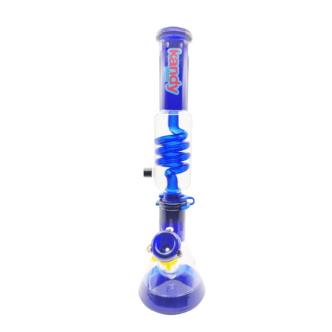 Kandy Glass Water Pipe: 16" Beaker Base with Glycerin Top and Colored Spiral