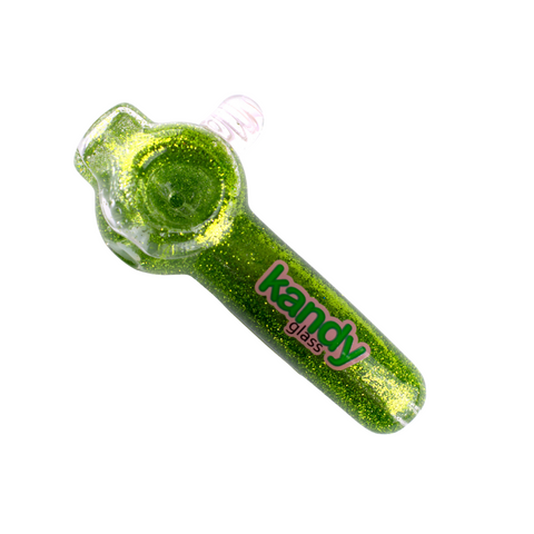 Kandy Glass Hand Pipe 4" W/glittered Glycerin & Cap