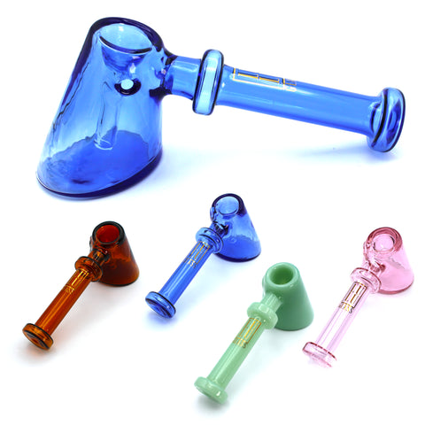 Lulu Glass Hand Pipe Bubbler 6 inch Hammer design - mix colors