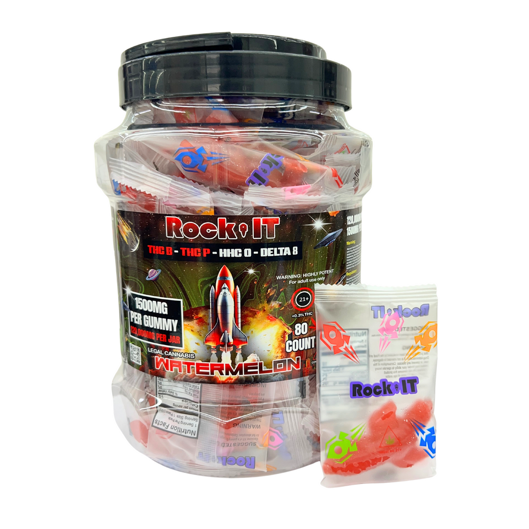 Rock It THC Gummies 1500mg D8, THCB, THCP & HHCO Infused Rock N