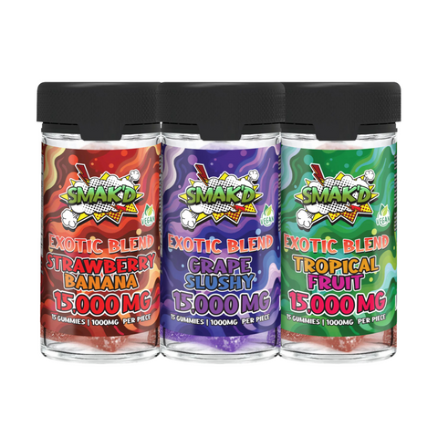 TKO SMAK'D Exotic Blend Gummies Jar (15,000mg, 15pcs)