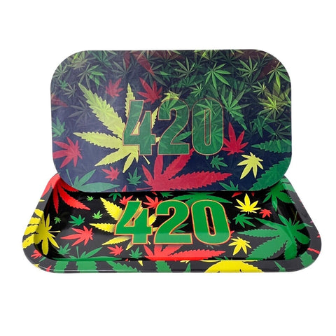 3D Rolling Tray with Magnetic Lid Cover - 420 Rolling Tray Large